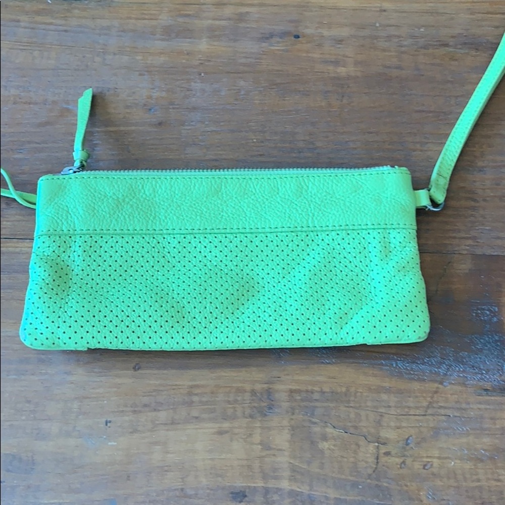 Banana Republic neon green small clutch/wristlet